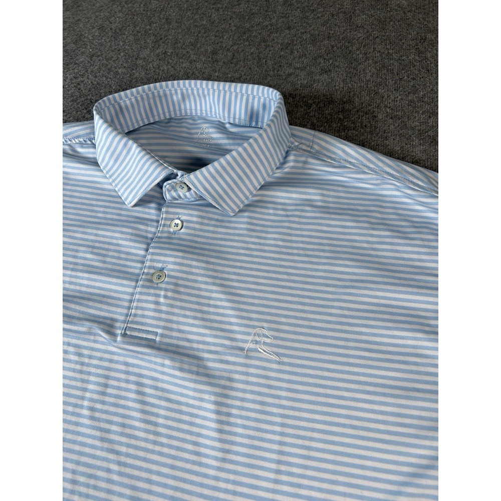Rhoback Blue White Striped Short Sleeve Performance Polo Golf Shirt Men's XXL